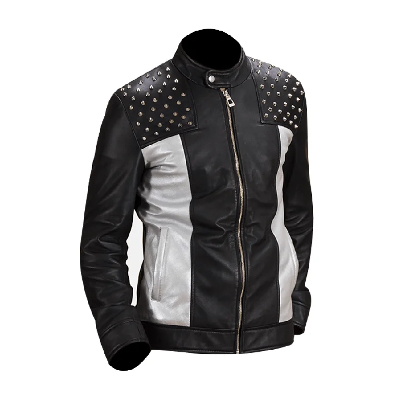 Men's Biker Studded Leather Jacket