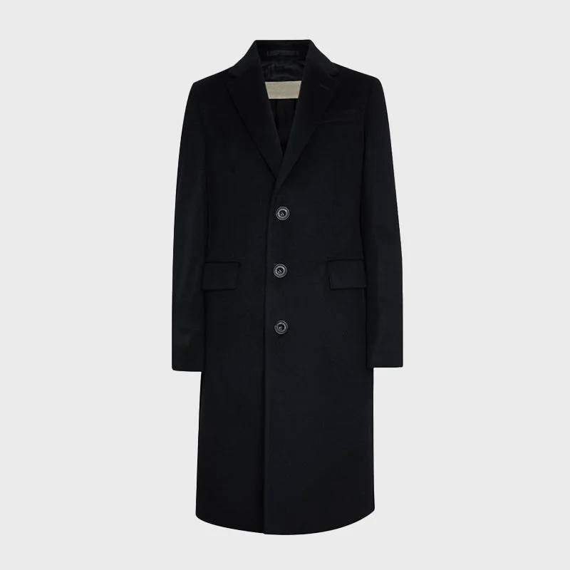 Men's Black Wool Tailored Coat