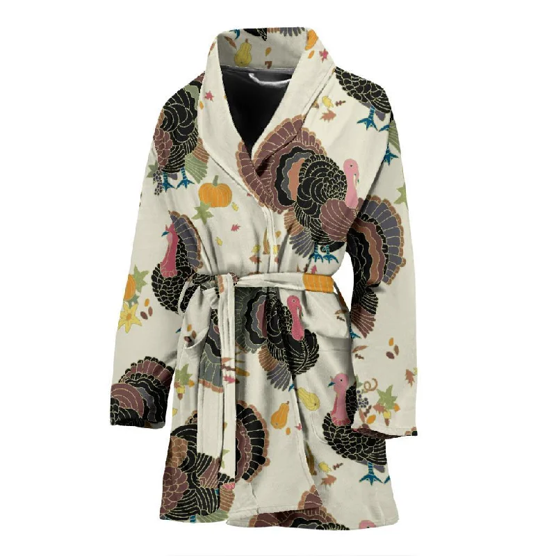 Thankgiving Turkey Print Pattern Women Long Robe