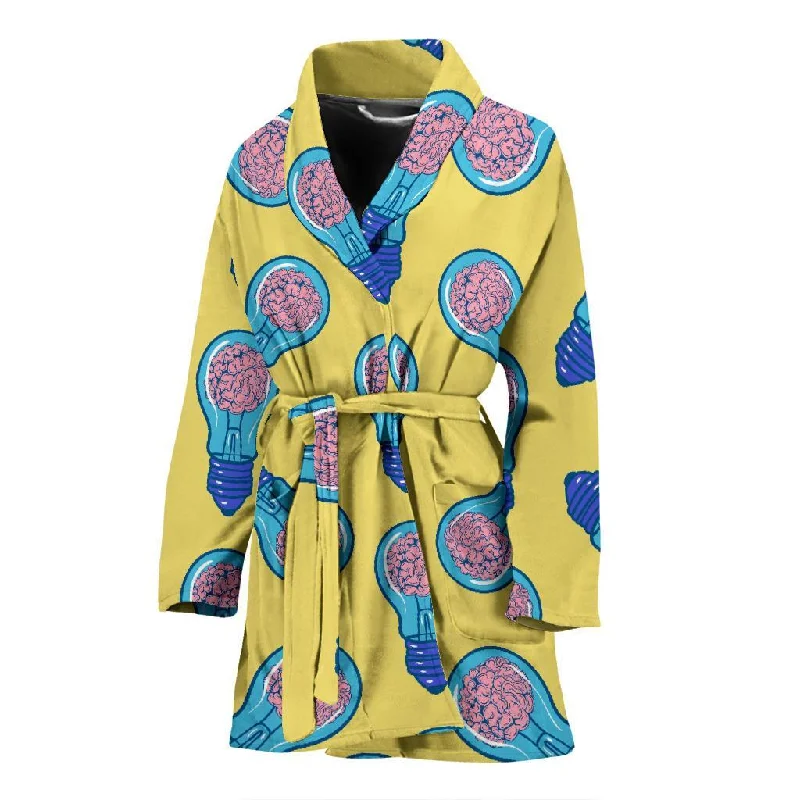 Thinking Brain Pattern Print Women Long Robe