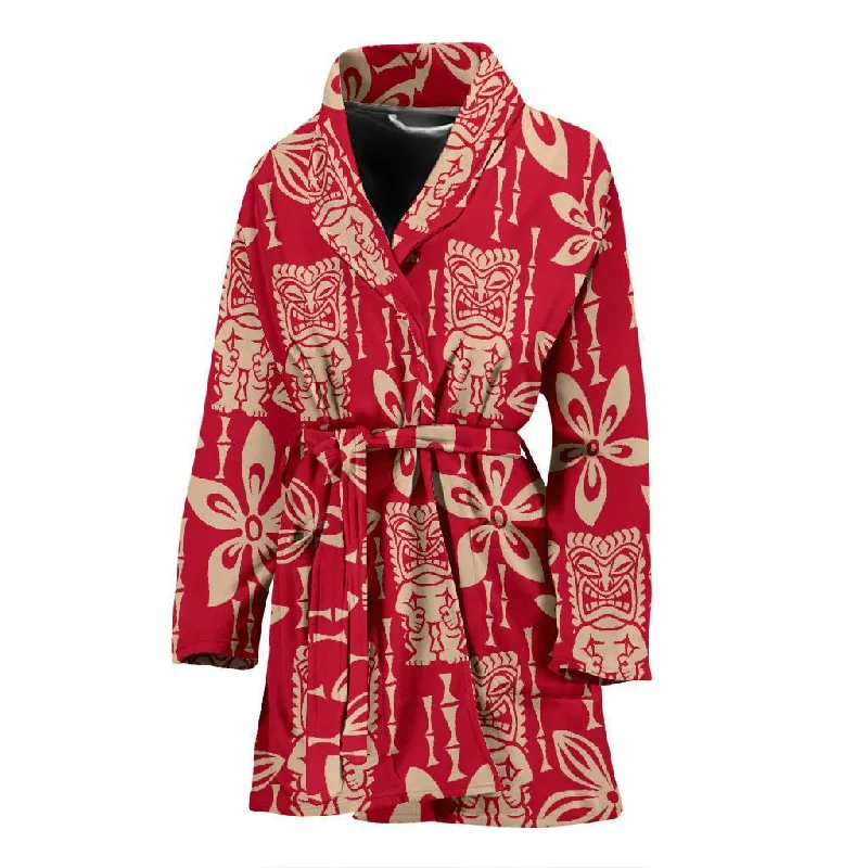 Tiki Hawaiian Pattern Print Women Long Robe