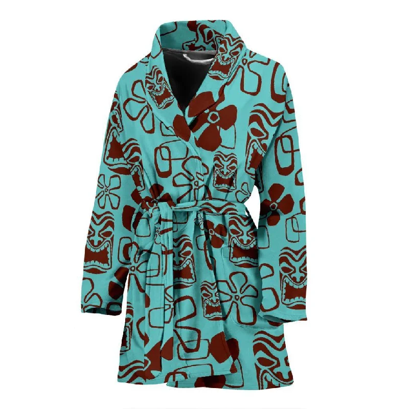 Tiki Hibiscus Pattern Print Women Long Robe