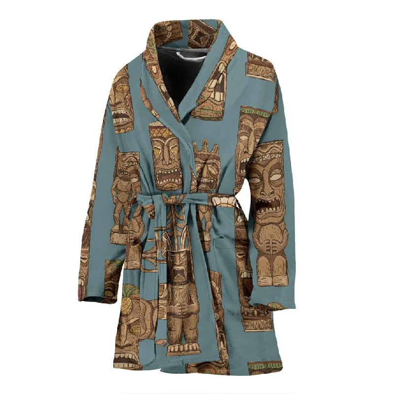 Tiki Print Pattern Women Long Robe