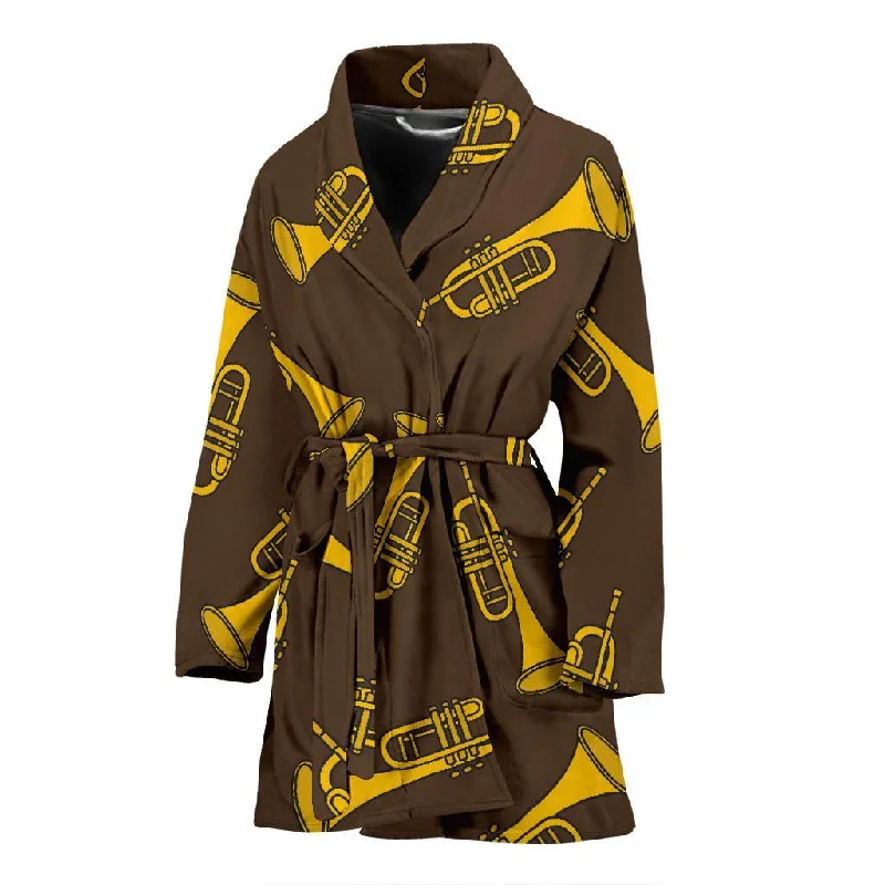 Trumpet Pattern Print Women Long Robe