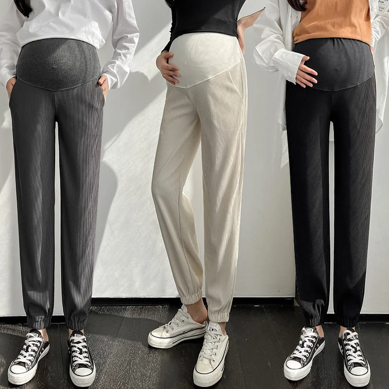 NiDELL Pregnant Women's Pants . Pregnant Women's Casual Pants Spring Striped Casual Pants Loose Pants Maternity Pants Slimming Pants