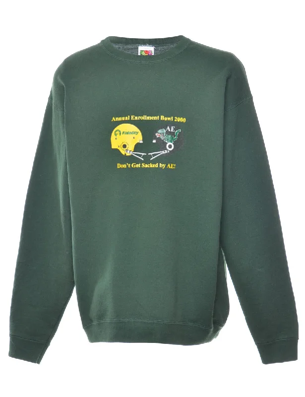 Dark Green Printed Sweatshirt - XL