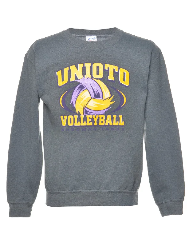 Grey Unioto Volleyball Printed Sweatshirt - S