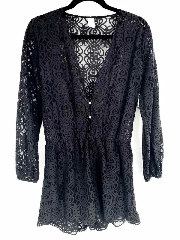 ZIMMERMANN Size 1 Black L/S Lace Romper